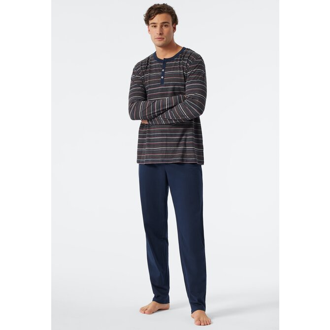 Schiesser Pyjama Long dark grey mel. 178104 48/S