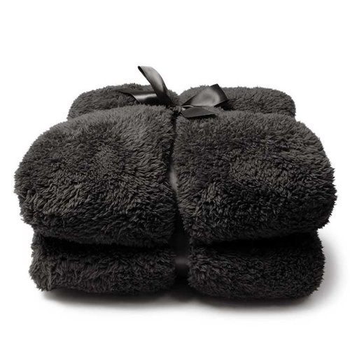 Unique Living Unique Living Teddy plaid 150x200cm dark grey afbeelding