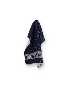 Bunzlau Castle Keukendoek Chickens Dark Blue