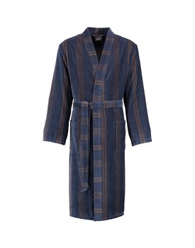 Cawö Heren Kimono Badjas extra licht 2508 - Blau  48