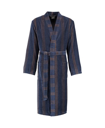 Cawö Heren Kimono Badjas extra licht 2508 - Blau  52