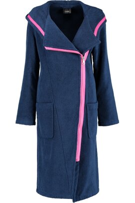 Cawö Dames Badjas Ritssluiting 6116 - Navy Pink  M
