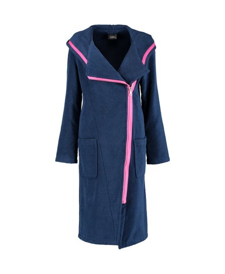 Cawö Dames Badjas Ritssluiting 6116 - Navy Pink  M