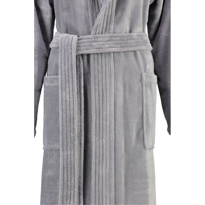 Cawö Dames Badjas met Capuchon 802 - Graphit  48/50