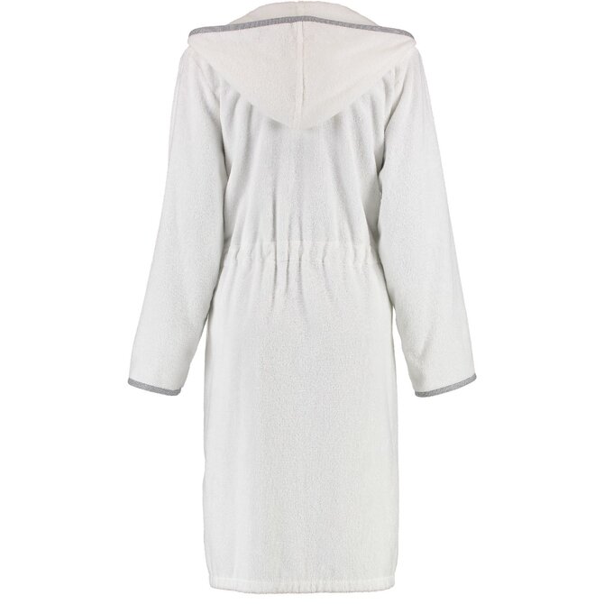 Cawö Dames Badjas met Capuchon en Rits 4103  Wit/grijs 46