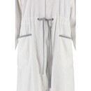 Cawö Cawö Dames Badjas met Capuchon en Rits 4103  Wit/grijs 46