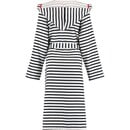 Cawö Cawö Dames Badjas met Capuchon 1243 Schwarz-weiss  46