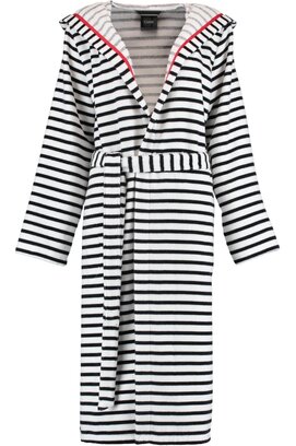 Cawö Dames Badjas met Capuchon 1243 Schwarz-weiss  44