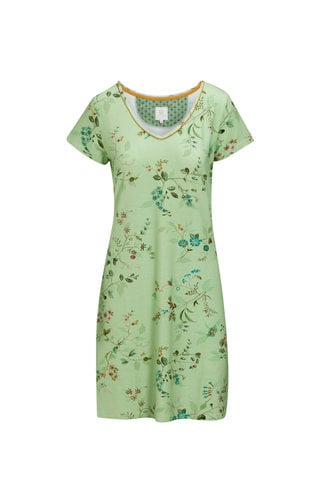 Pip Studio Pip Studio Djoy Short Sleeve Nightdress Kawai Flower Light Green XXL