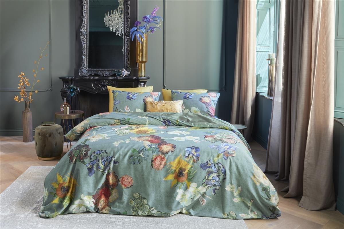 Beddinghouse x Van Gogh Museum Partout des Fleurs Bedspread Green 260x260 cm Bedshop