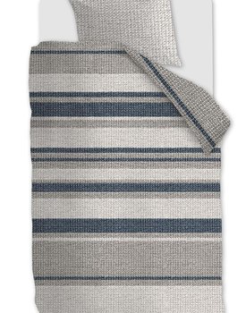 Rivièra Maison Rattan Stripes Dekbedovertrek - Blue Grey 200x200/220 cm