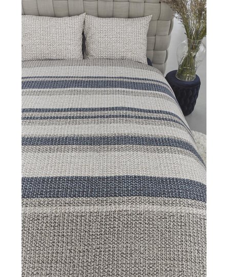 Rivièra Maison Rattan Stripes Dekbedovertrek - Blue Grey 200x200/220 cm