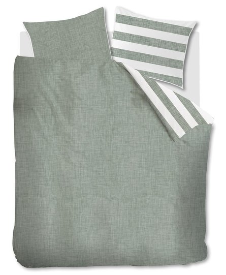 Rivièra Maison Lindy Lines Dekbedovertrek - Grey Green 140x200/220 cm