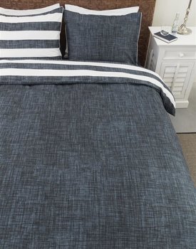 Rivièra Maison Lindy Lines Dekbedovertrek - Navy 200x200/220 cm