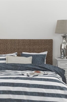 Rivièra Maison Lindy Lines Dekbedovertrek - Navy 260x200/220 cm