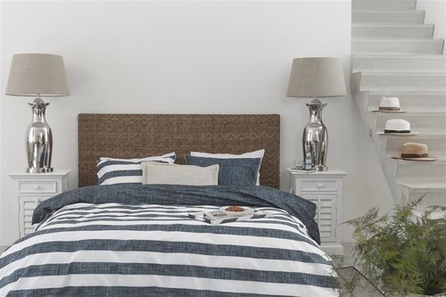 Rivièra Maison Rivièra Maison Lindy Lines Dekbedovertrek - Navy 260x200/220 cm afbeelding