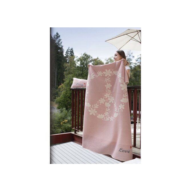 David Fussenegger SILVRETTA cotton plaid - peace 200x140 cm rosé