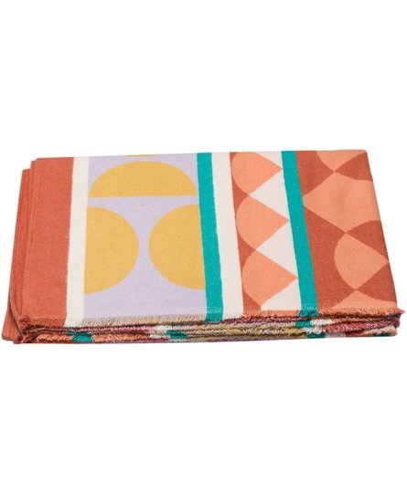 David Fussenegger LUCA flannel cotton plaid - africa bordure 200x140 cm terracotta