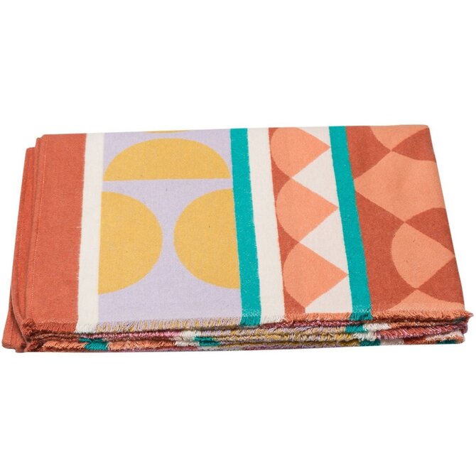 David Fussenegger LUCA flannel cotton plaid - africa bordure 200x140 cm terracotta