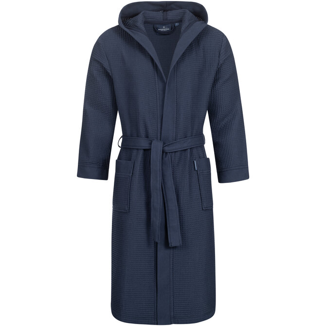 Morgenstern badjas Andrea wafelstof met Capuchon 120cm Navy S