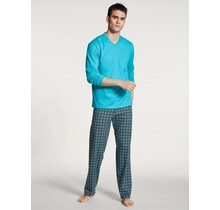 Calida herenpyjama 40667 lang button blue