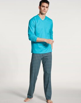 Calida herenpyjama 40667 lang button blue