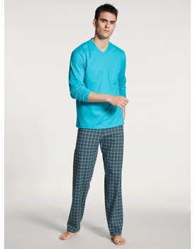 Calida herenpyjama 40667 lang button blue