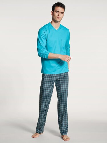 Calida Calida herenpyjama 40667 lang button blue