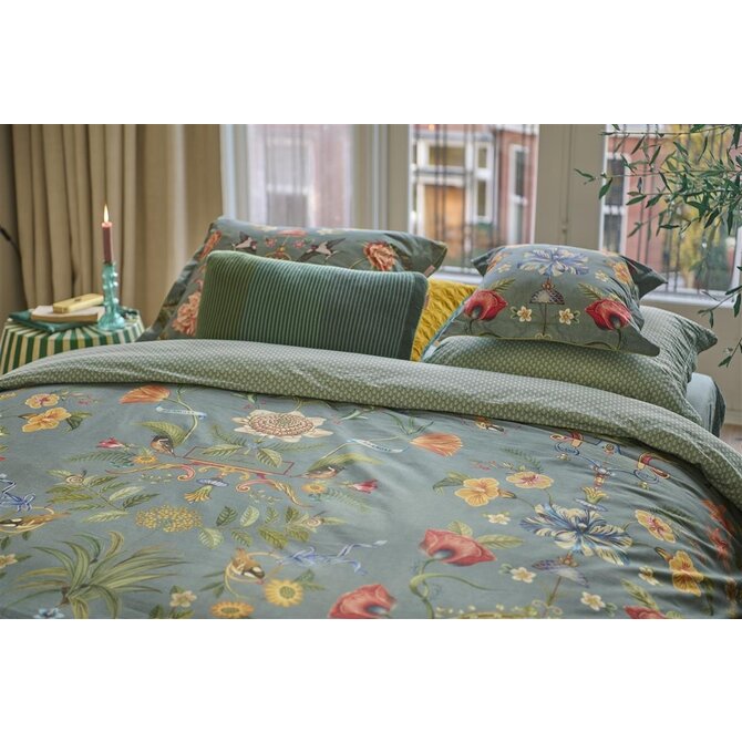 Pip Studio Botanico Verde Dekbedovertrek  Blauw 240x200/220 cm