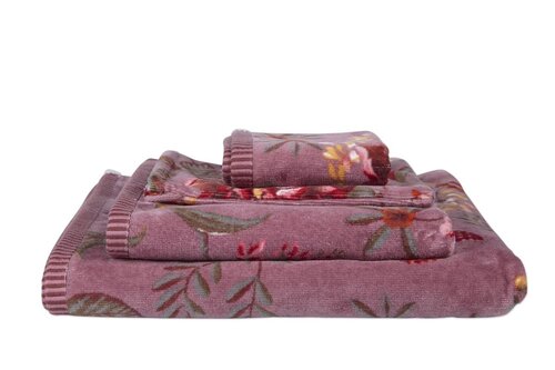 Pip Studio badgoed Secret Garden mauve - handdoek 55x100 cm