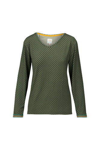 Pip Studio Trice Long Sleeve Top Suki Forest Green M