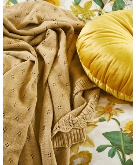 Essenza knitted Ajour plaid Fern yellow 130x170