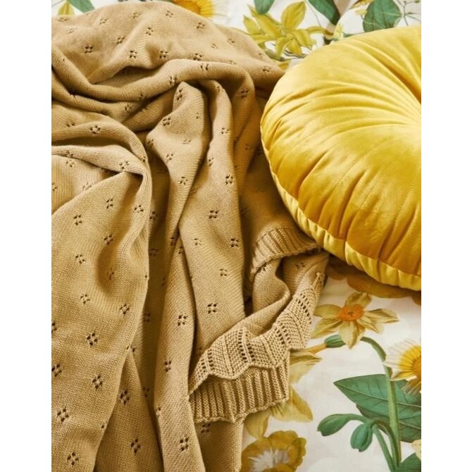 Essenza knitted Ajour plaid Fern yellow 130x170