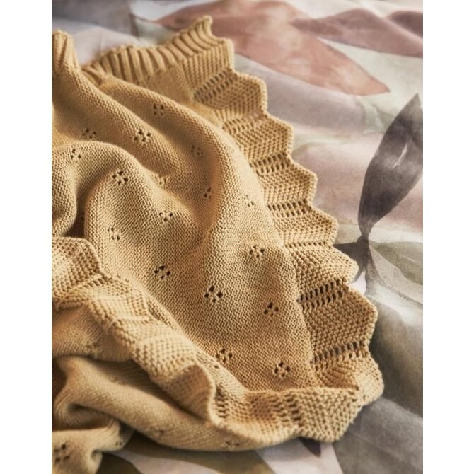 Essenza knitted Ajour plaid Fern yellow 130x170