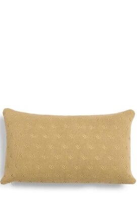 Essenza knitted Ajour cushion Fern yellow 30x50