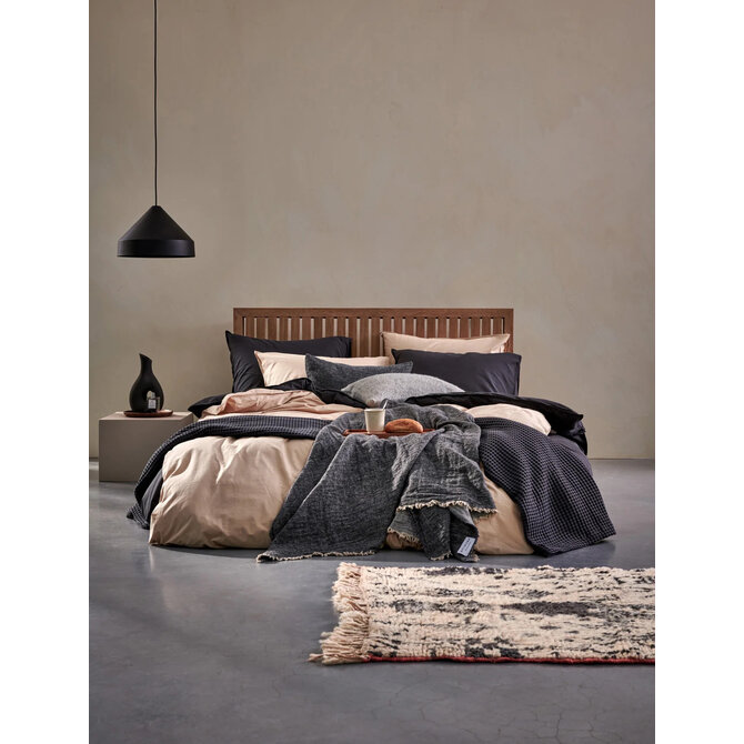 Vandyck Washed Cotton Dekbedovertrek 2-persoons (200x200/220) off black