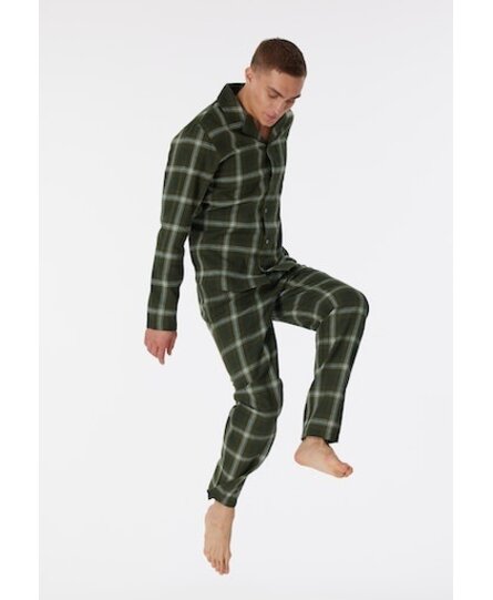 Schiesser Pyjama Long dark green 180276 52/L