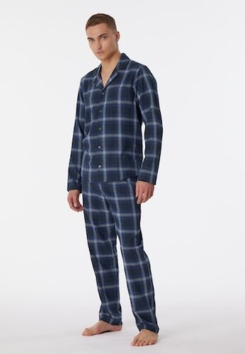 Schiesser Heren pyjama Warming Nightwear Web Organic Cotton