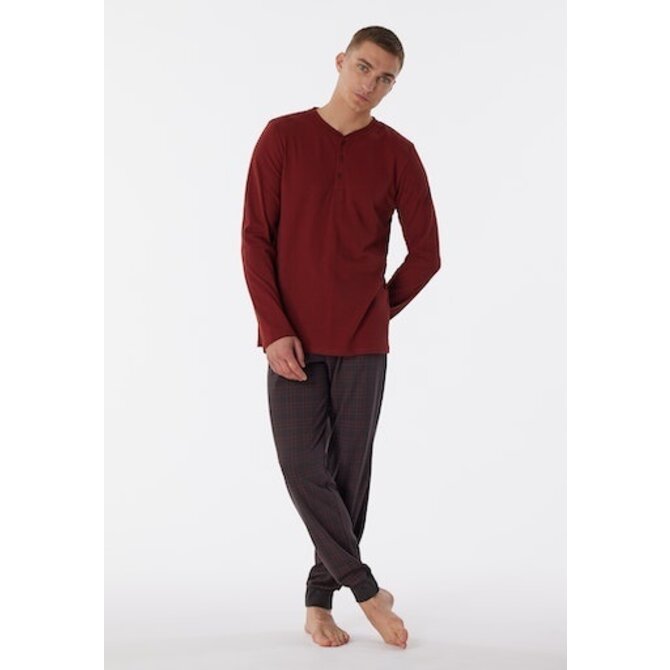 Schiesser Pyjama Long terracotta brown 180269 48/S