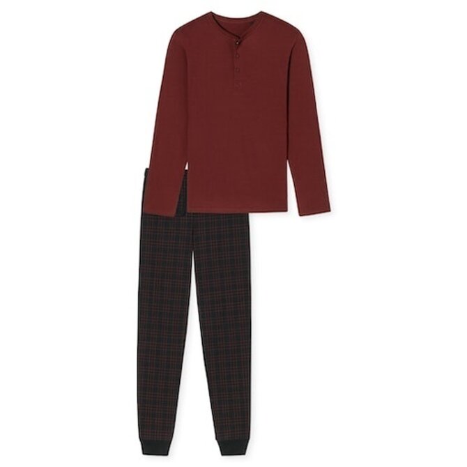 Schiesser Pyjama Long terracotta brown 180269 52/L