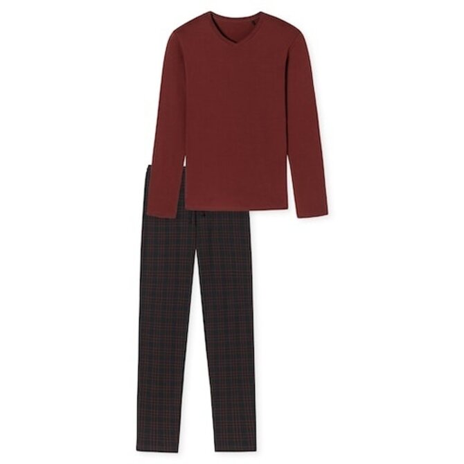 Schiesser Pyjama Long terracotta brown 180271 48/S