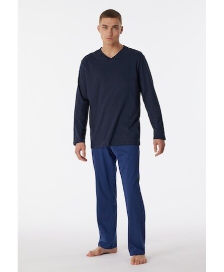 Schiesser Pyjama Long nightblue 180251 48/S