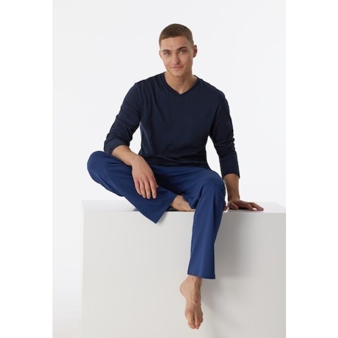 Schiesser Pyjama Long nightblue 180251 48/S