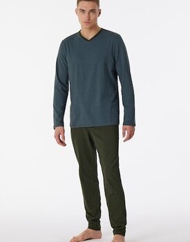 Schiesser Pyjama Long petrol 180258 48/S