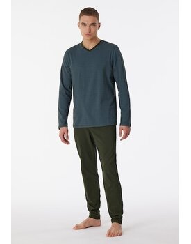 Schiesser Pyjama Long petrol 180258 48/S