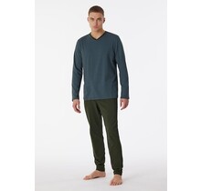 Schiesser Pyjama Long petrol 180258 54/XL