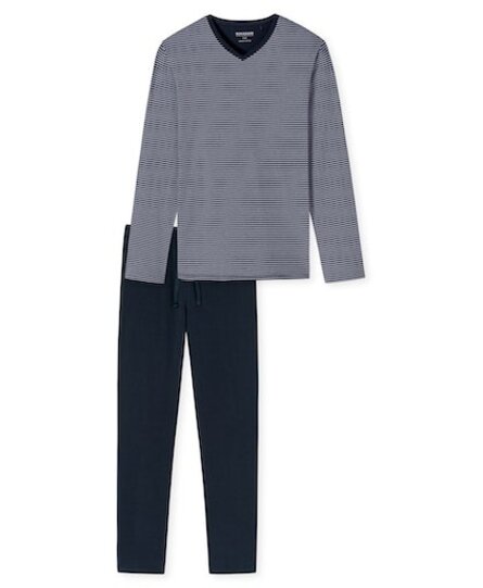 Schiesser Pyjama Long nightblue 180258 48/S