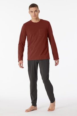 Schiesser Pyjama Long terracotta brown 180259 48/S