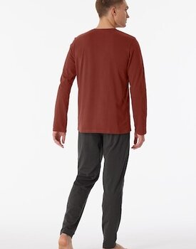 Schiesser Pyjama Long terracotta brown 180259 48/S