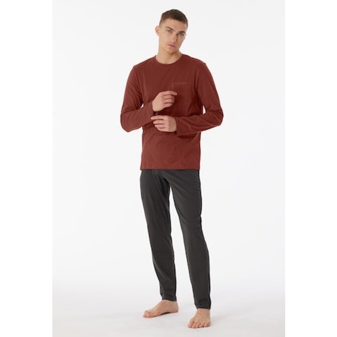 Schiesser Pyjama Long terracotta brown 180259 50/M